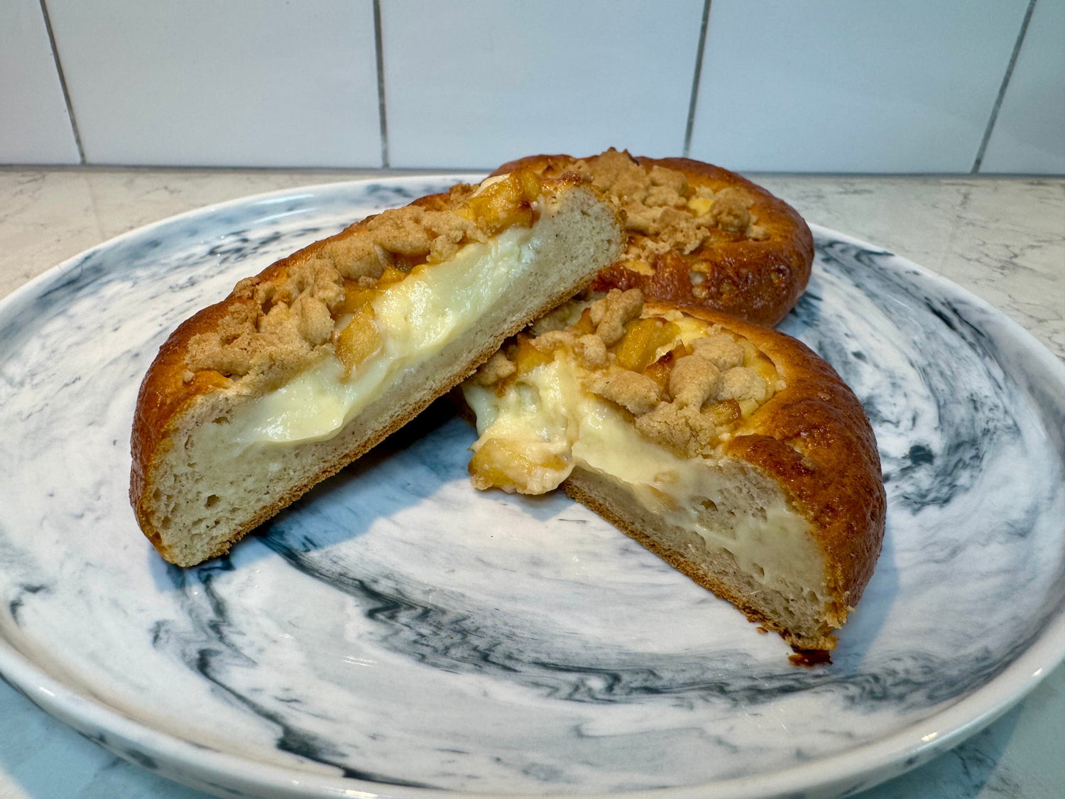 Apple Crumble Custard Buns